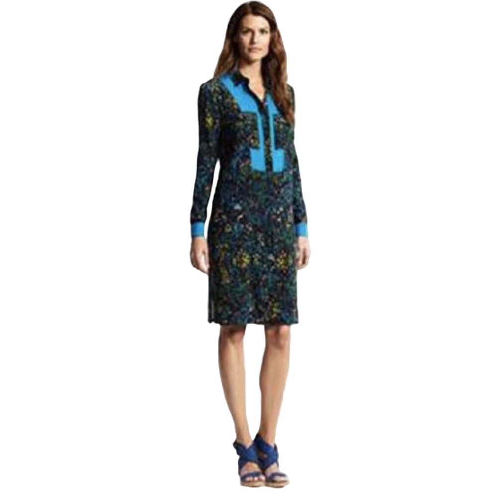 Derek Lam Design Nation Black Blue Abstract Colorful Tunic Shirt Dress S - Picture 9 of 11